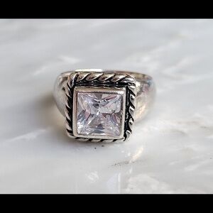 Silpada .925 Sterling Silver โElizabethโ Ring with CZ clear Stone size 7